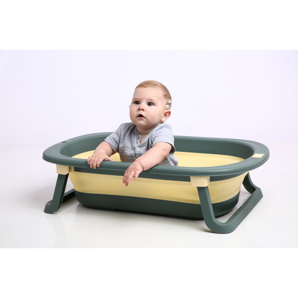 Ванночка складана Babyhood Комфорт Плюс з термометром, зелена (ВН-328GG)