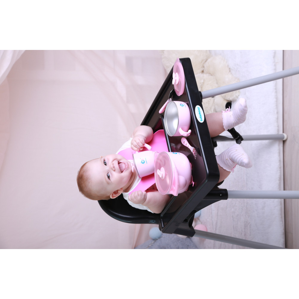 Силіконовий фартух для годування Babyhood, рожевий (BH-401P)