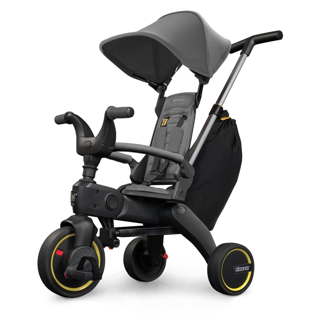 Doona Liki Trike S3 - складной детский трехколесный велосипед с родительской ручкой 5в1 (от 10 месяцев до 3 лет) • Grey Hound