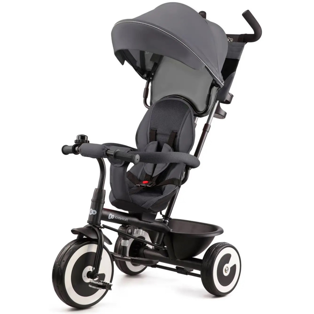 Kinderkraft Aston - трехколесный велосипед (от 9 месяцев до 5 лет), легкий, компактный, с возможностью реверсивного движения • Malachite Grey (KRASTO00GRY0000)
