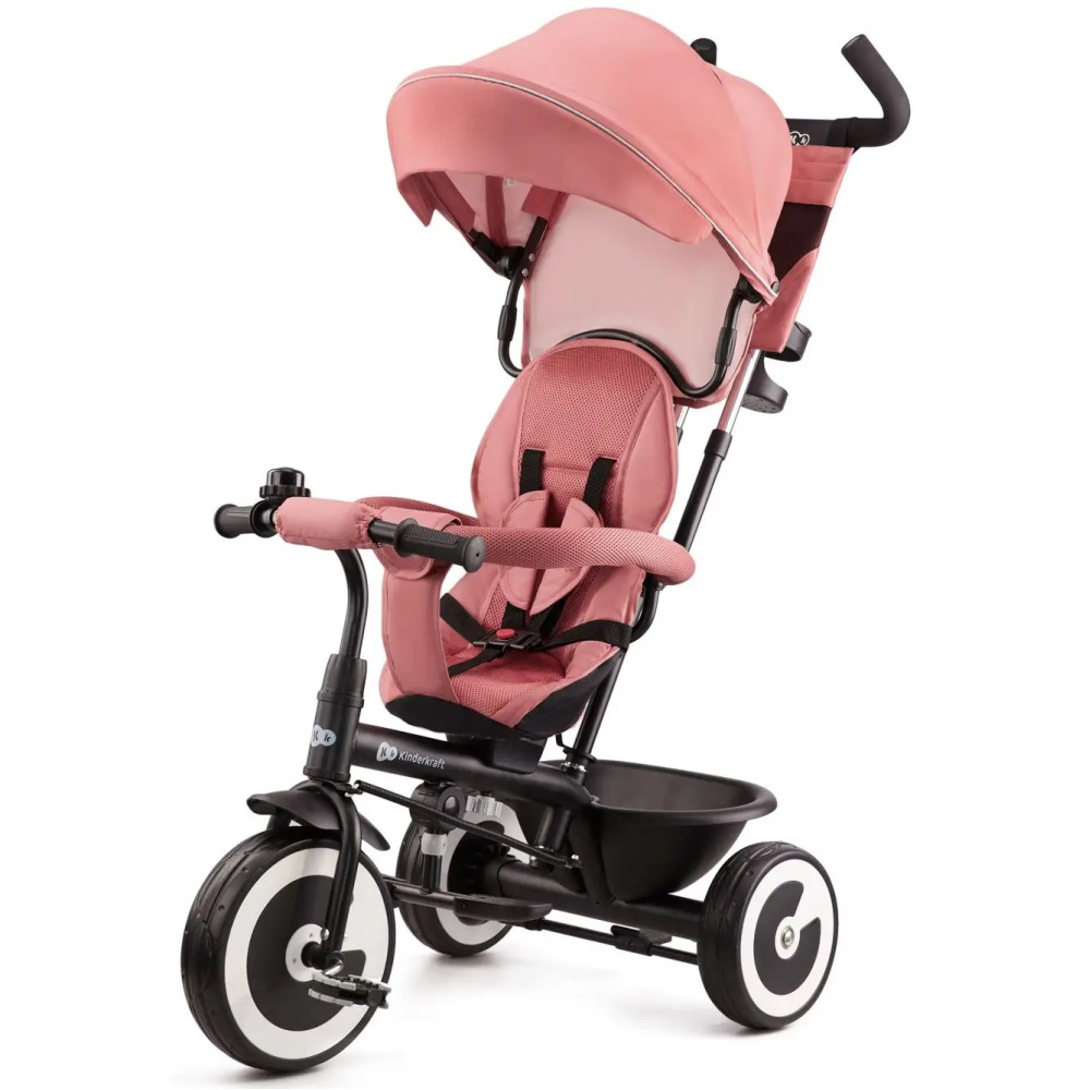 Kinderkraft Aston - триколісний велосипед (від 9 місяців до 5 років), легкий, компактний, з можливістю реверсивного руху • Rose Pink (KRASTO00PNK0000)