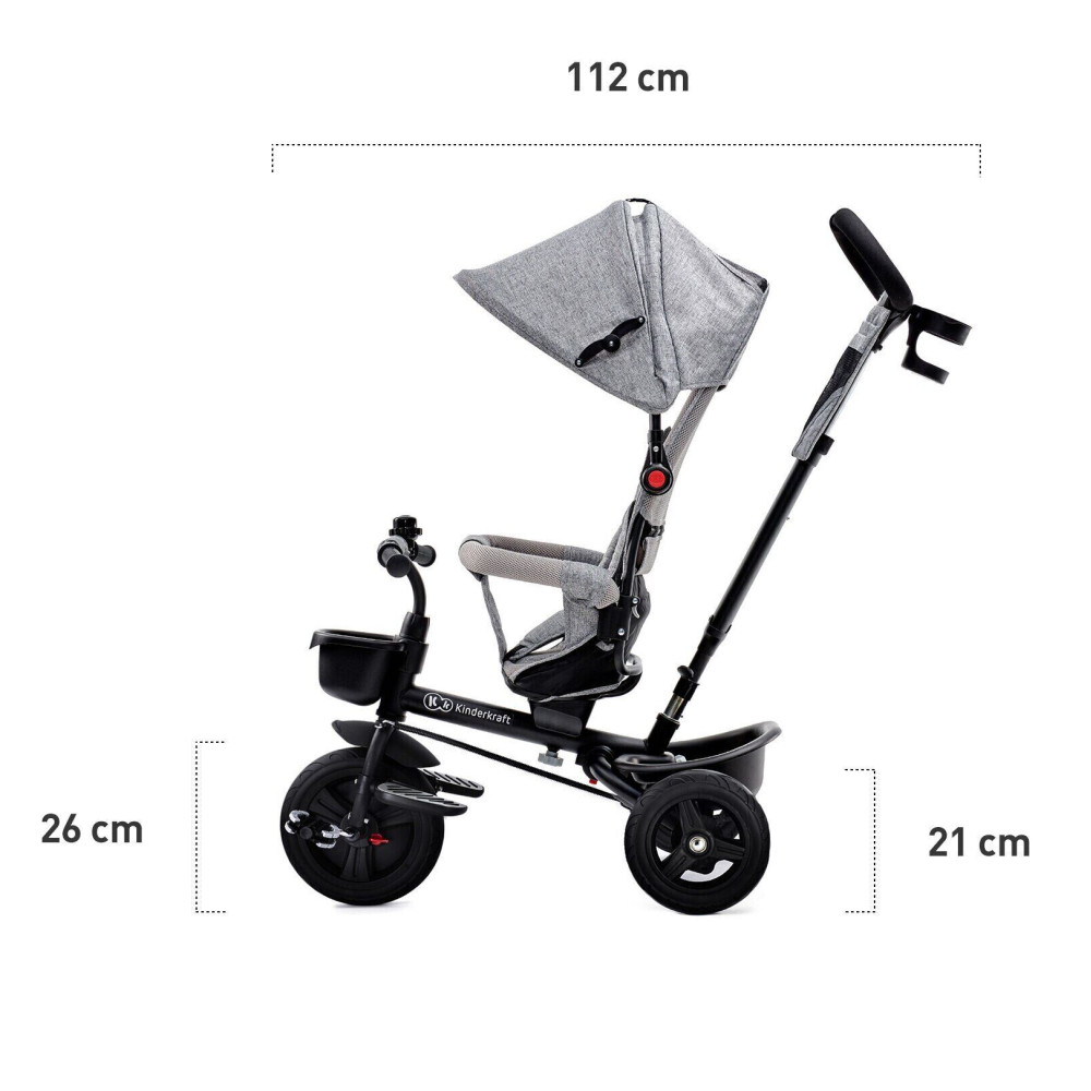 Kinderkraft Aveo - тріколісний велосипед з великими колесами та можливістю реверсивного ходу (від 9 місяців до 5 років) • Gray (KKRAVEOGRY0000) Kinderkraft Aveo - тріколісний велосипед з великими колесами та можливістю реверсивного ходу (від 9 місяців до 5 років) • Gray (KKRAVEOGRY0000)