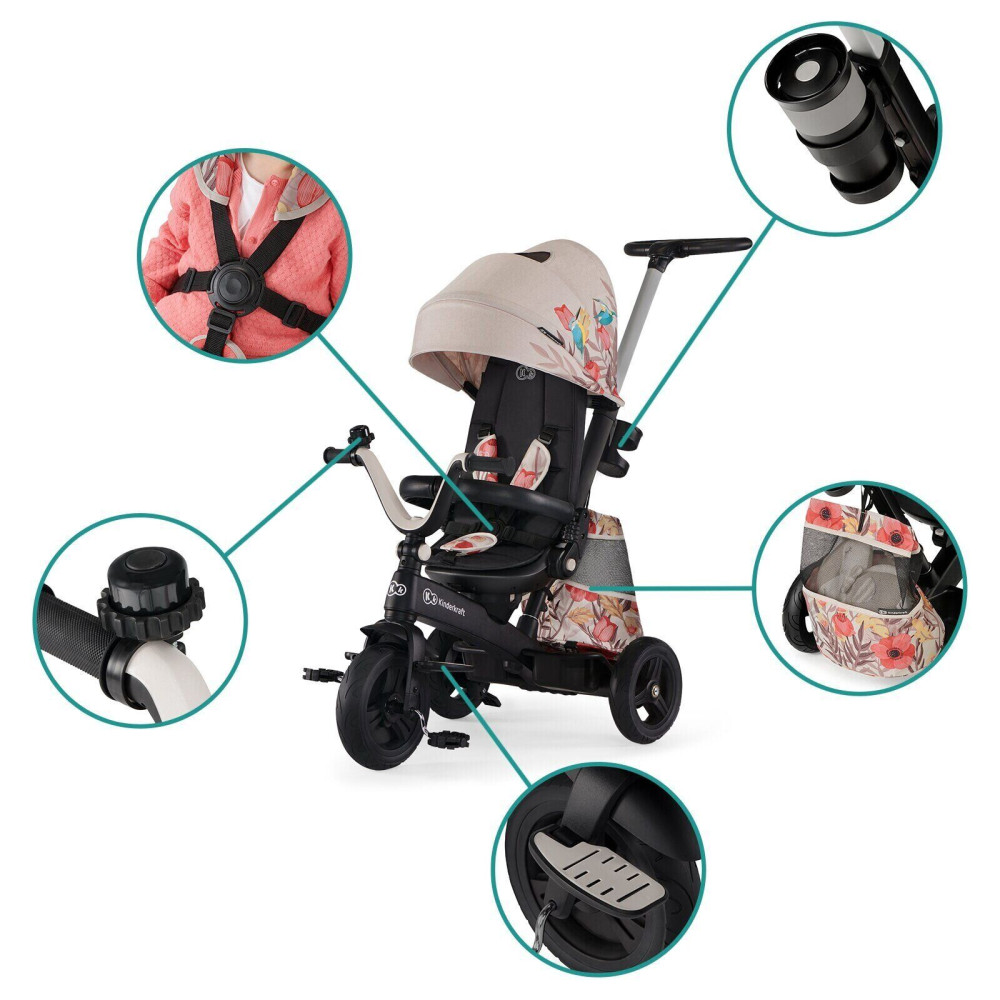 Kinderkraft Easytwist - трехколесный модульный велосипед c возможностью реверсивного хода (от 9 месяцев до 5 лет) • Bird (KKRETWIBRD0000)
