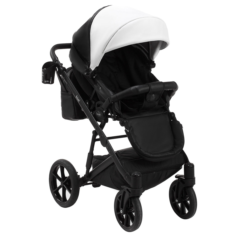 Коляска 2 в 1 Bair Kiwi кожа 100% BK-51/15 белый - черный Коляска 2 в 1 Bair Kiwi кожа 100% BK-51/15 белый - черный