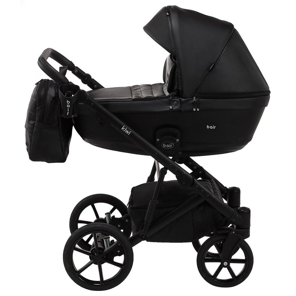 Коляска 2 в 1 Bair Kiwi кожа 100% BK-15 черный