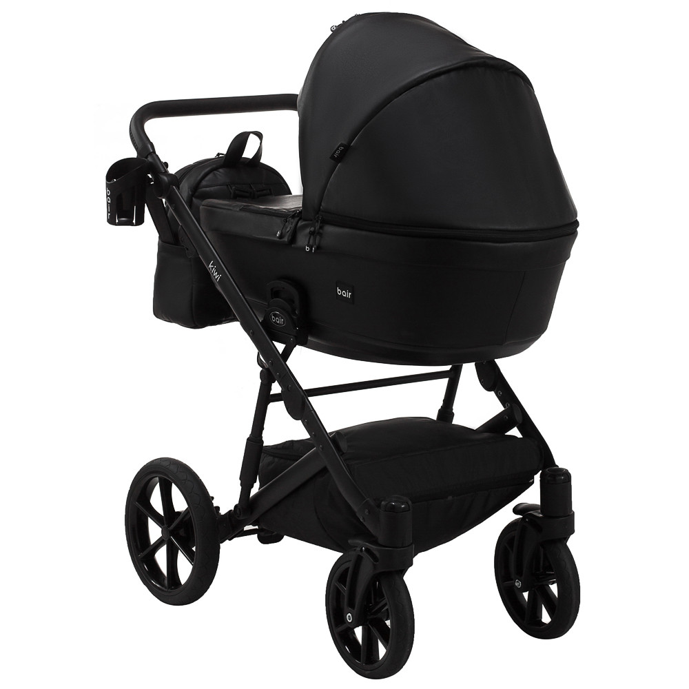 Коляска 2 в 1 Bair Kiwi кожа 100% BK-15 черный