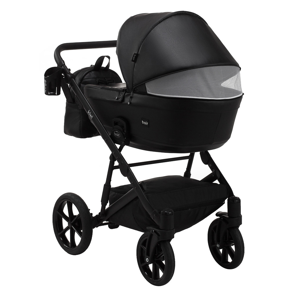 Коляска 2 в 1 Bair Kiwi кожа 100% BK-15 черный