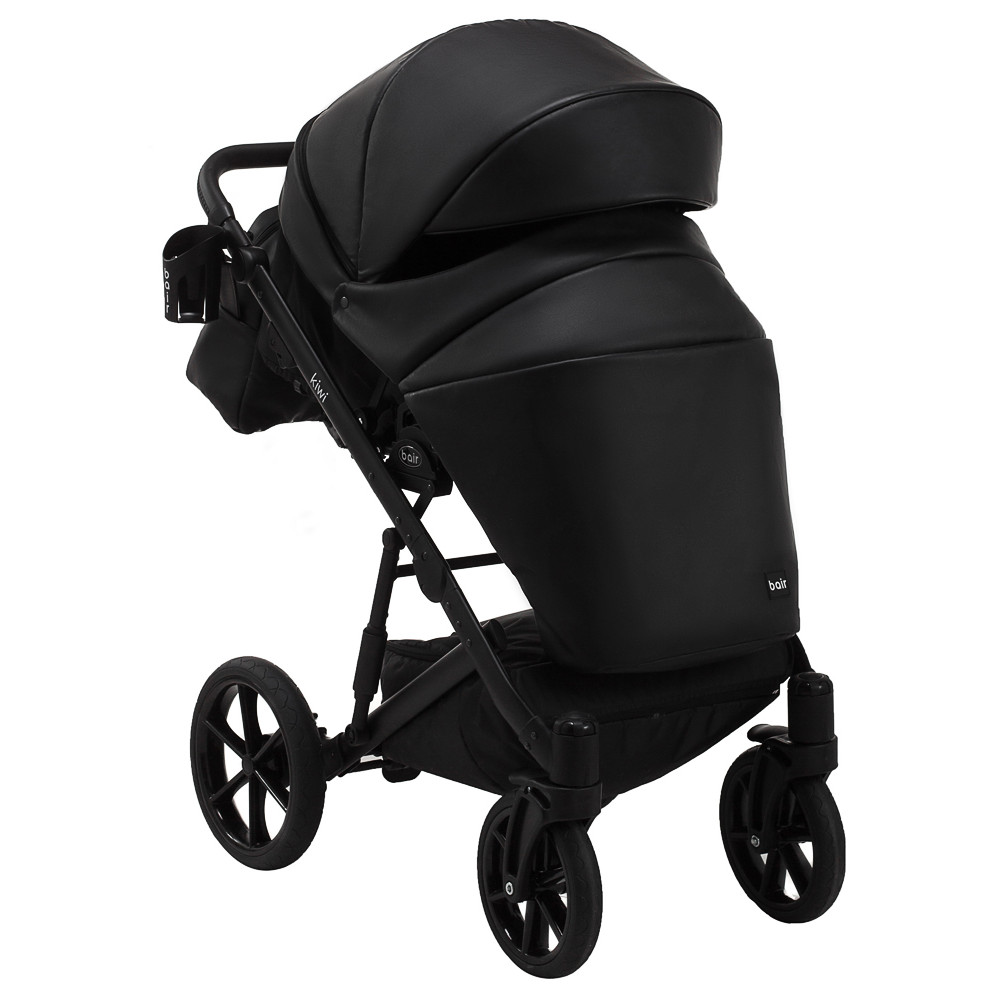 Коляска 2 в 1 Bair Kiwi кожа 100% BK-15 черный