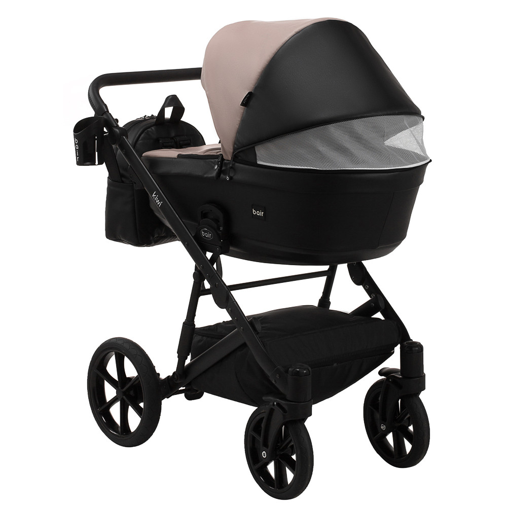 Коляска 2 в 1 Bair Kiwi кожа 100% BK-18/15 капучино - черный