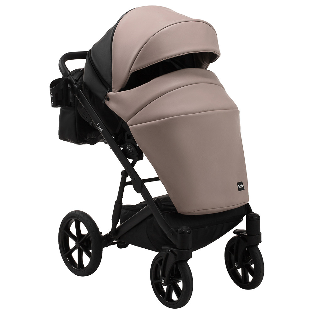 Коляска 2 в 1 Bair Kiwi кожа 100% BK-18/15 капучино - черный