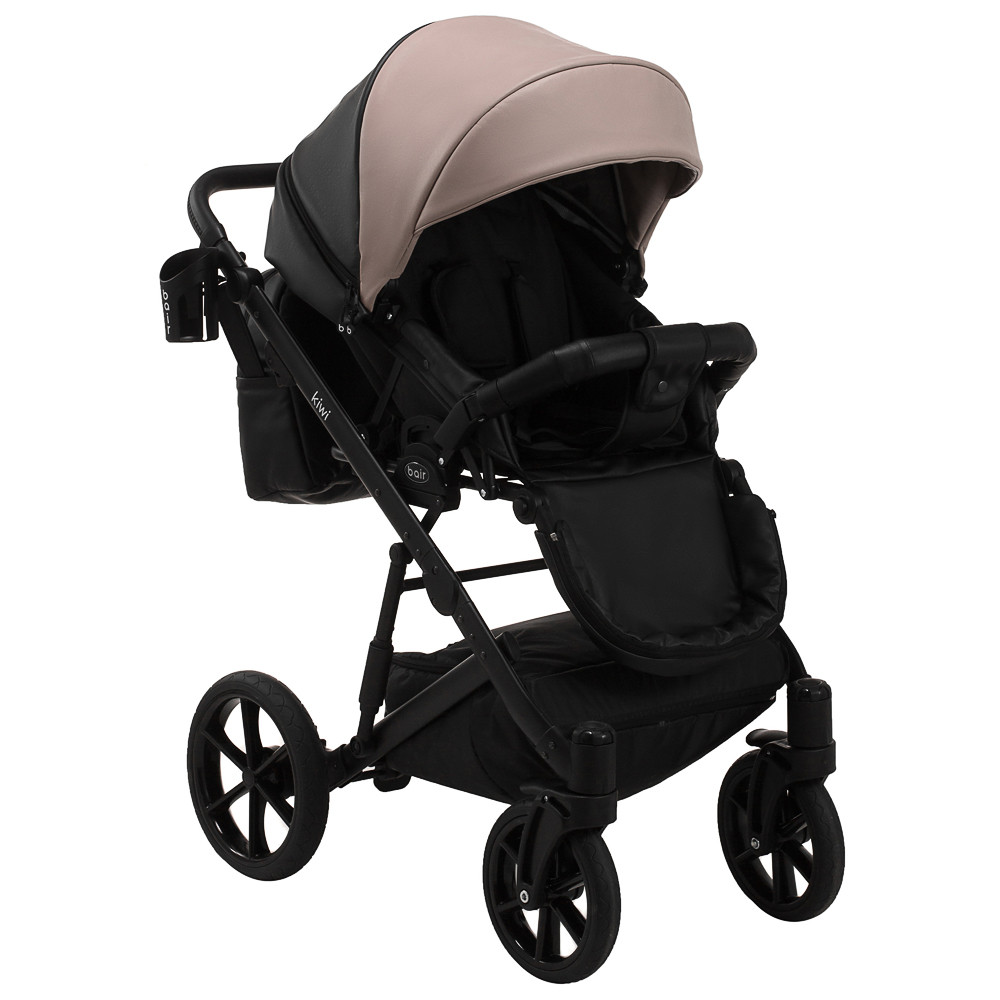 Коляска 2 в 1 Bair Kiwi кожа 100% BK-18/15 капучино - черный