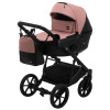 Коляска 2 в 1 Bair Kiwi кожа 100% BK-44/15 розовый (пудра) - черный