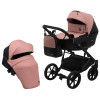 Коляска 2 в 1 Bair Kiwi кожа 100% BK-44/15 розовый (пудра) - черный