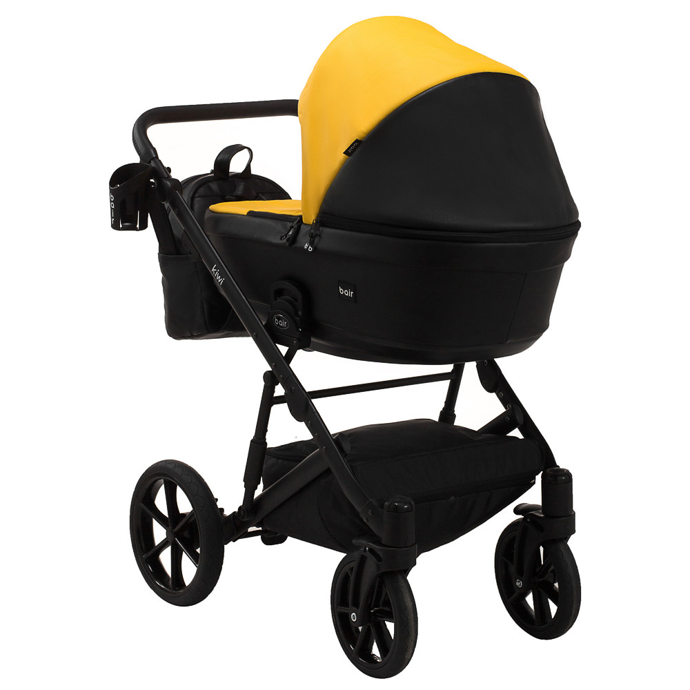 Коляска 2 в 1 Bair Kiwi кожа 100% BK-63/15 желтый - черный
