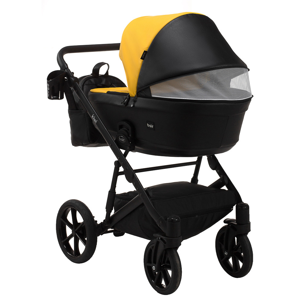 Коляска 2 в 1 Bair Kiwi кожа 100% BK-63/15 желтый - черный
