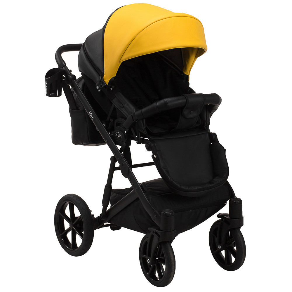 Коляска 2 в 1 Bair Kiwi кожа 100% BK-63/15 желтый - черный