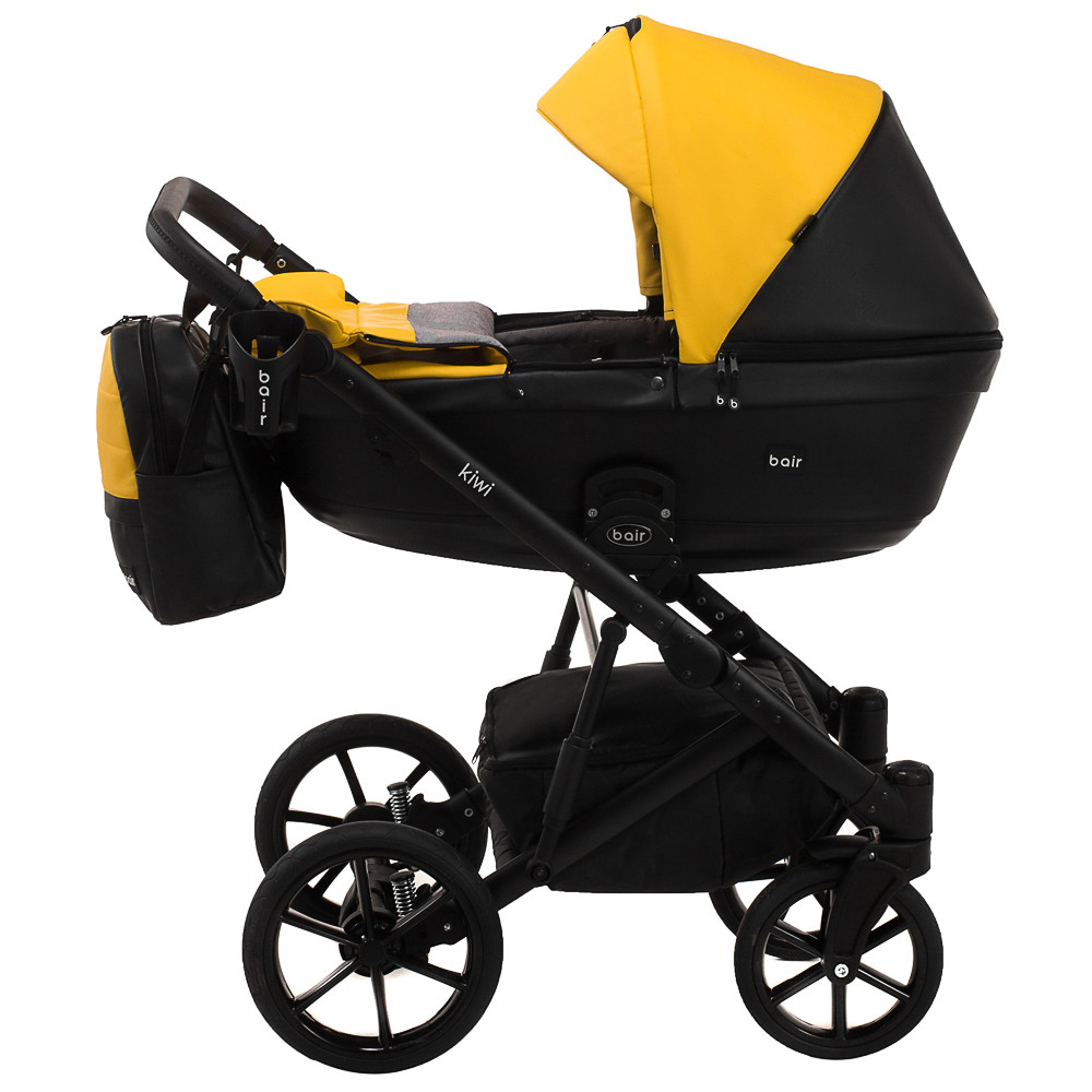 Коляска 2 в 1 Bair Kiwi кожа 100% BK-63/15 желтый - черный