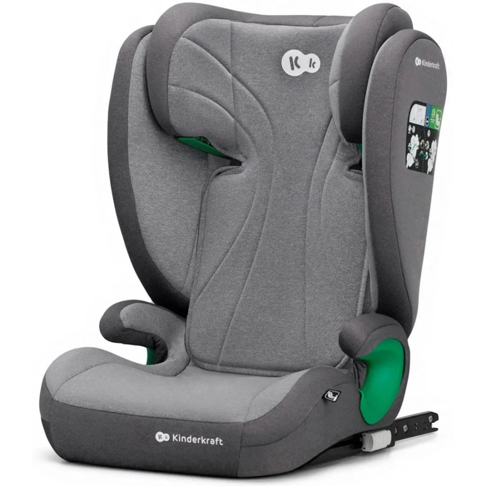 Kinderkraft Junior Fix 2 i-Size - автокресло для детей (от 3.5 до 12 лет / 100 - 150 см) • Rocket Grey (KCJUFI20GRY0000)