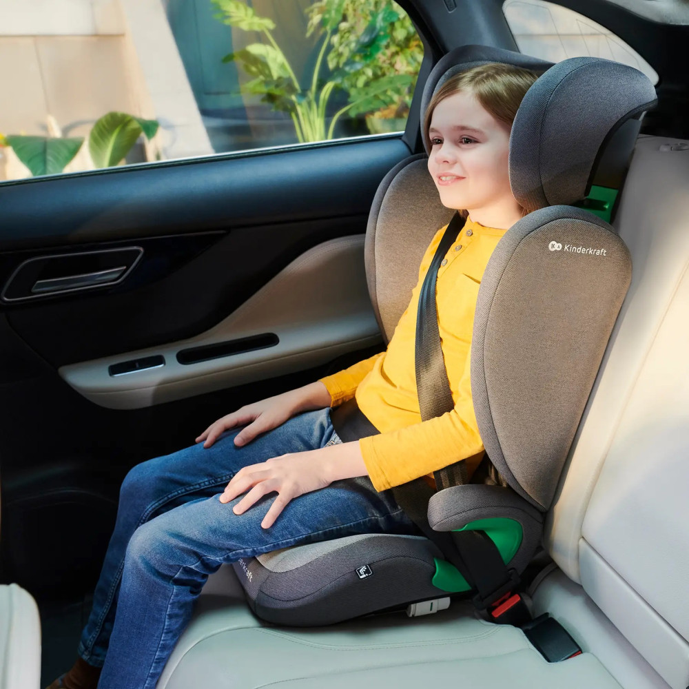 Kinderkraft Junior Fix 2 i-Size - автокресло для детей (от 3.5 до 12 лет / 100 - 150 см) • Rocket Grey (KCJUFI20GRY0000)