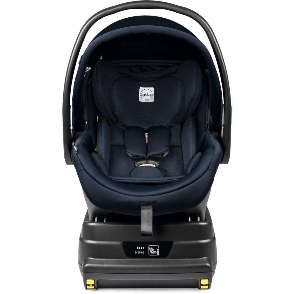 Peg Perego Primo Viaggio - автокресло для новорожденных с базой i-Size (0-13 кг / 0 до 15 месяцев), большой капюшон, регулировка подголовника, установка на шасси коляски • Navy
