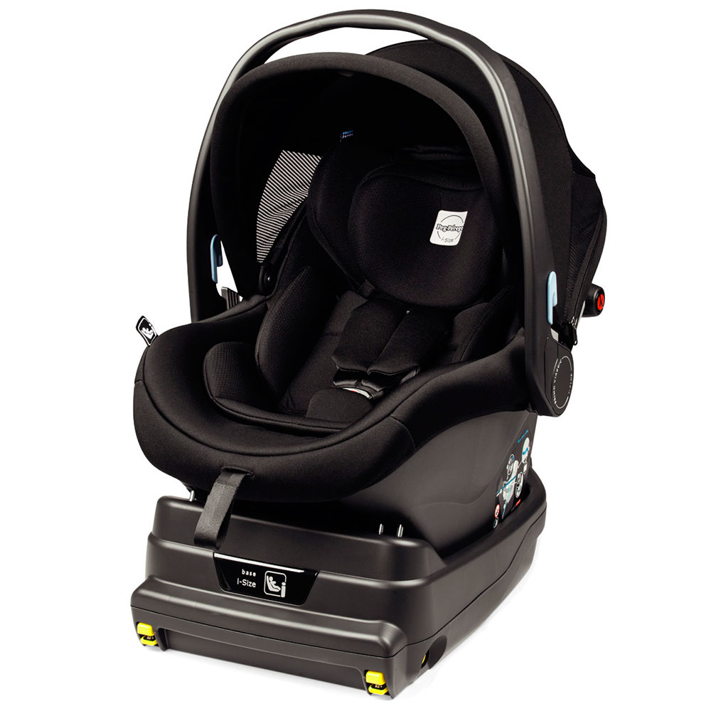 Peg Perego Primo Viaggio - автокресло для новорожденных с базой i-Size (0-13 кг / 0 до 15 месяцев), большой капюшон, регулировка подголовника, установка на шасси коляски • Onyx