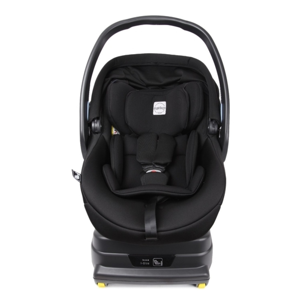 Peg Perego Primo Viaggio - автокресло для новорожденных с базой i-Size (0-13 кг / 0 до 15 месяцев), большой капюшон, регулировка подголовника, установка на шасси коляски • Onyx