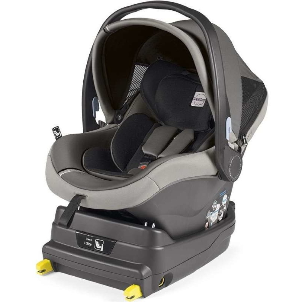 Peg Perego Primo Viaggio - автокресло для новорожденных с базой i-Size (0-13 кг / 0 до 15 месяцев), большой капюшон, регулировка подголовника, установка на шасси коляски • Grey