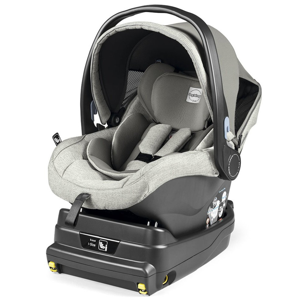 Peg Perego Primo Viaggio - автокресло для новорожденных с базой i-Size (0-13 кг / 0 до 15 месяцев), большой капюшон, регулировка подголовника, установка на шасси коляски • Luxe Pure