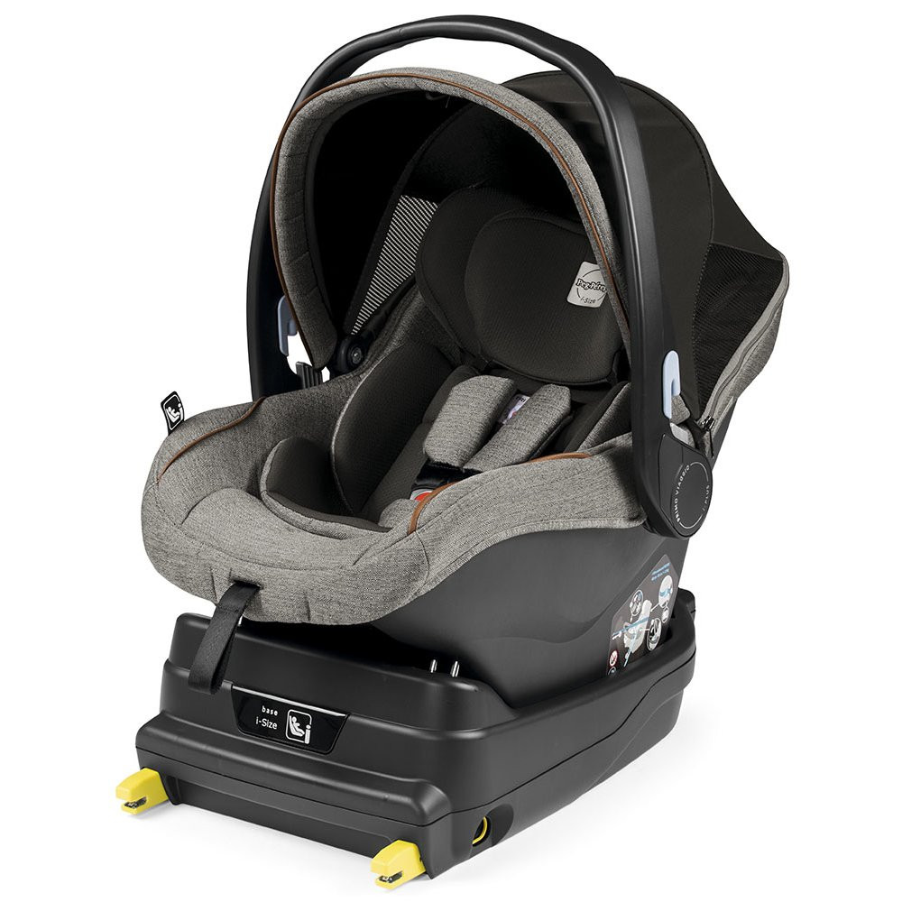 Peg Perego Primo Viaggio - автокресло для новорожденных с базой i-Size (0-13 кг / 0 до 15 месяцев), большой капюшон, регулировка подголовника, установка на шасси коляски • Polo