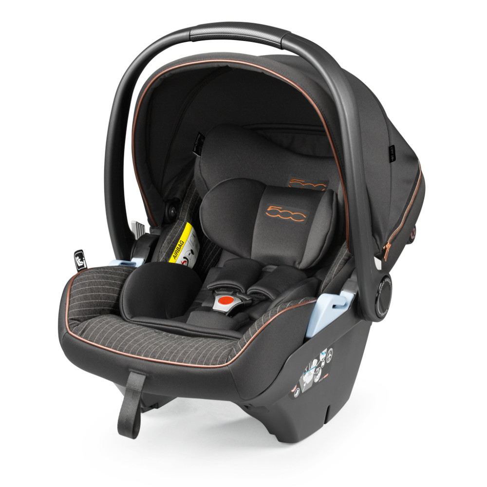 Peg Perego Primo Viaggio Lounge - автокресло для новорожденных (0-13 кг / 0 до 15 месяцев), эргономическое положение, наклон спинки, использование в салоне самолета • 500 (с коричневой линией)