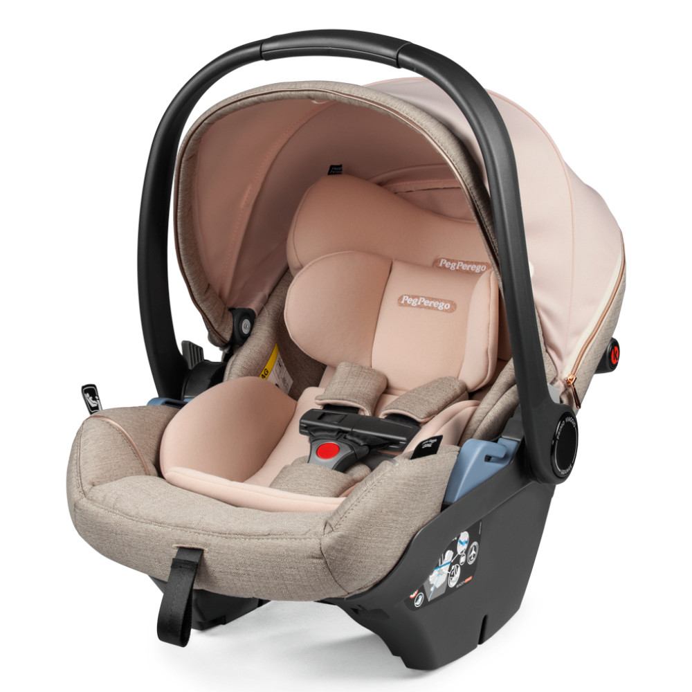 Peg Perego Primo Viaggio Lounge - автокресло для новорожденных (0-13 кг / 0 до 15 месяцев), эргономическое положение, наклон спинки, использование в салоне самолета • Mon Amour (розовое золото)