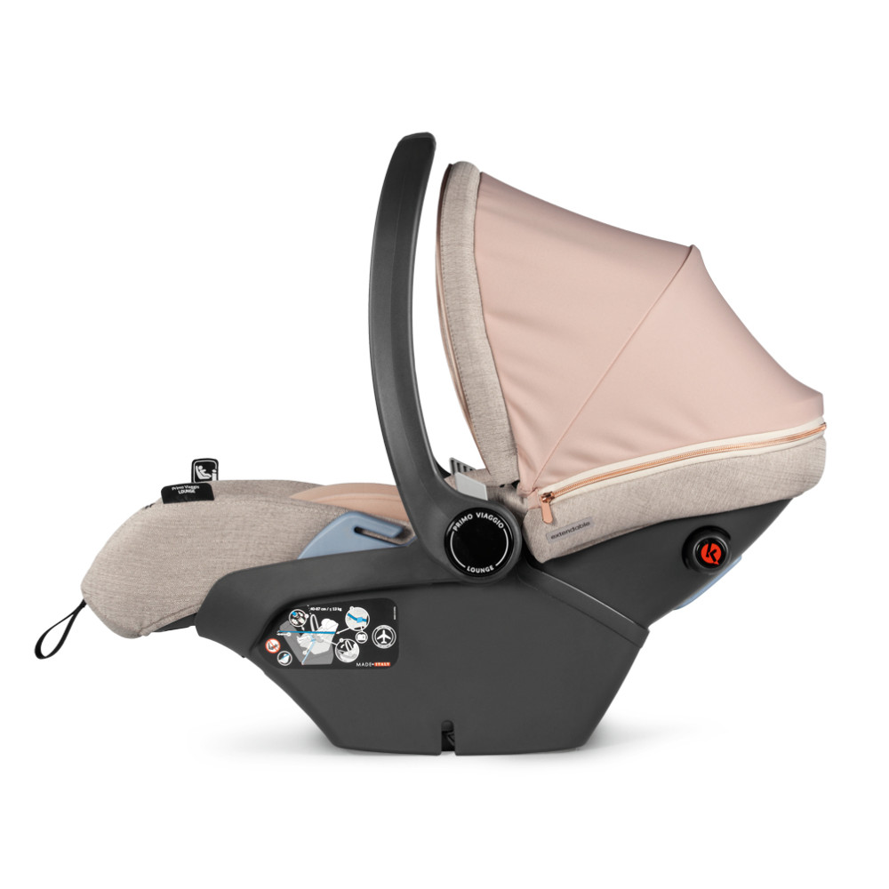 Peg Perego Primo Viaggio Lounge - автокресло для новорожденных (0-13 кг / 0 до 15 месяцев), эргономическое положение, наклон спинки, использование в салоне самолета • Mon Amour (розовое золото)