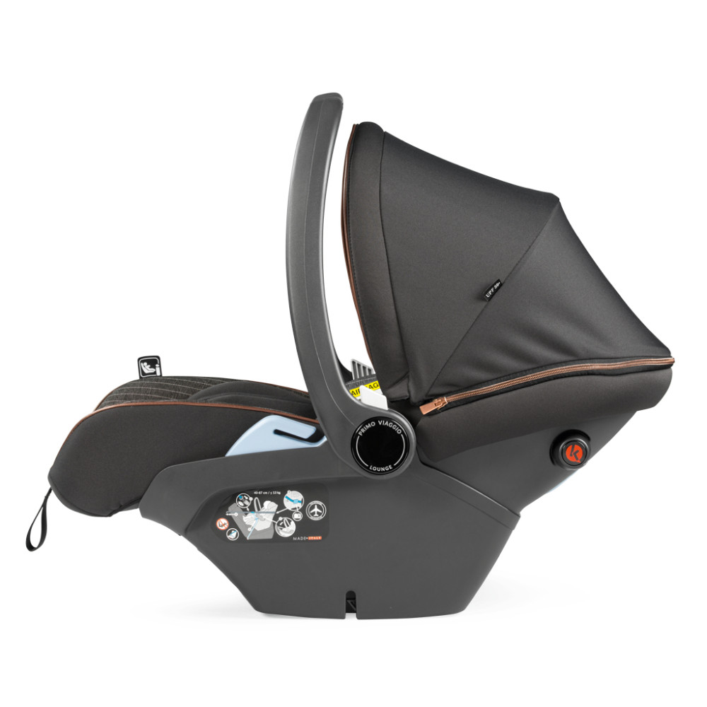 Peg Perego Primo Viaggio Lounge - автокресло для новорожденных (0-13 кг / 0 до 15 месяцев), эргономическое положение, наклон спинки, использование в салоне самолета • 500 (с коричневой линией)