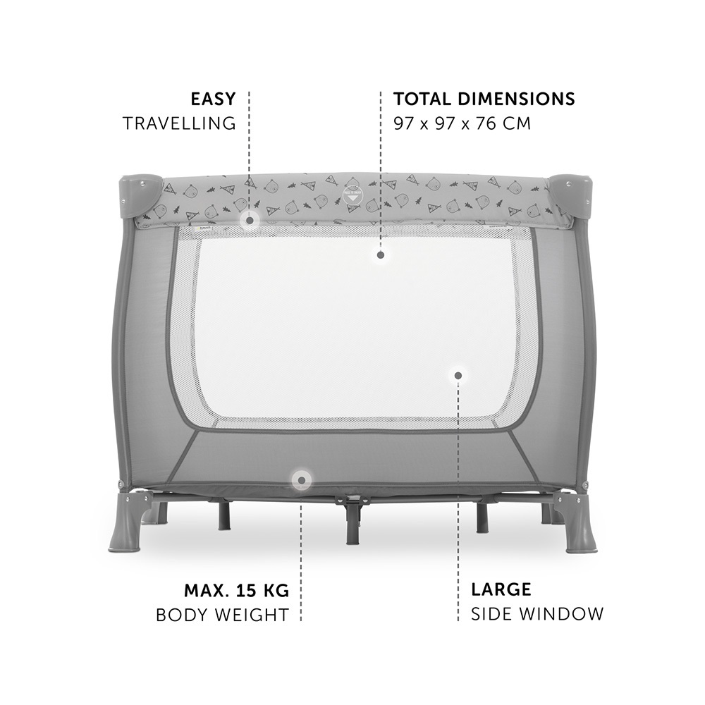 Hauck Sleep N Play SQ - дитячий манеж для подорожей • Nordic Grey 