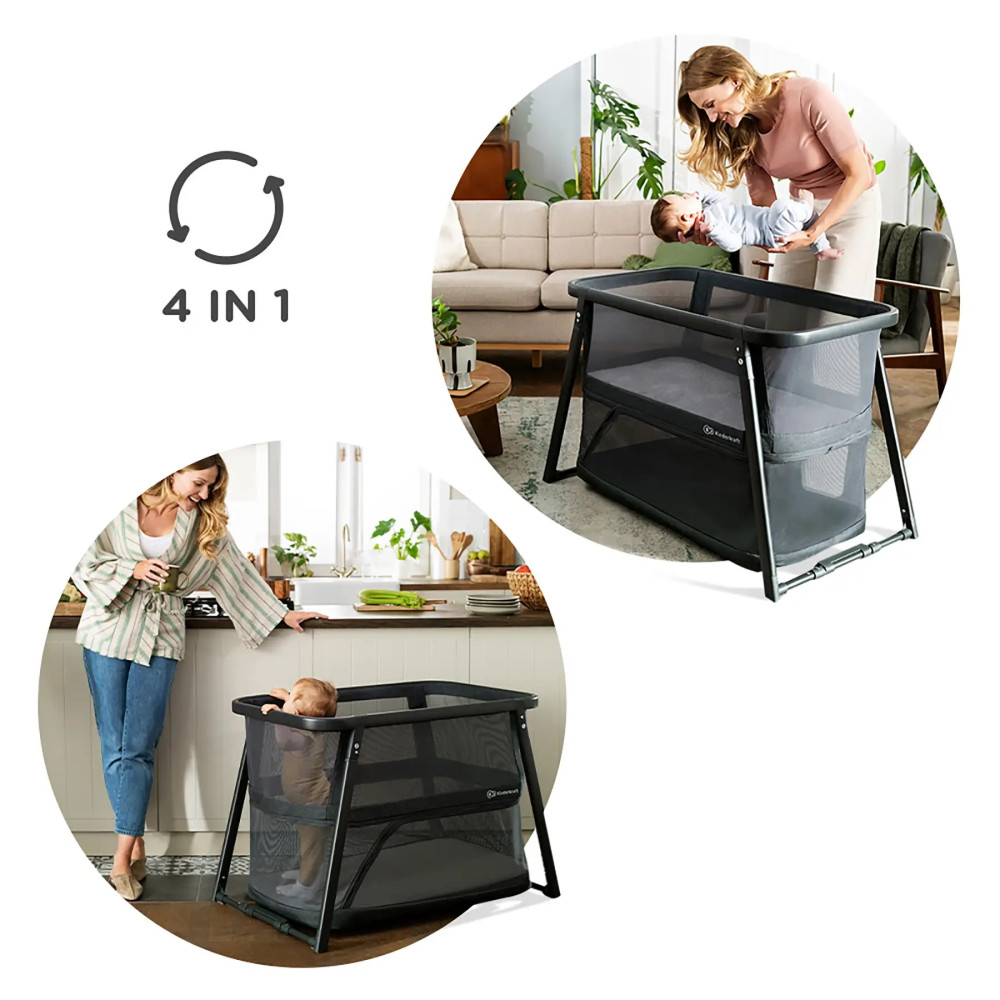 Kinderkraft Sofi Plus - кровать-манеж 4 в 1 • Grey (KLSOFIPLGRY0000)