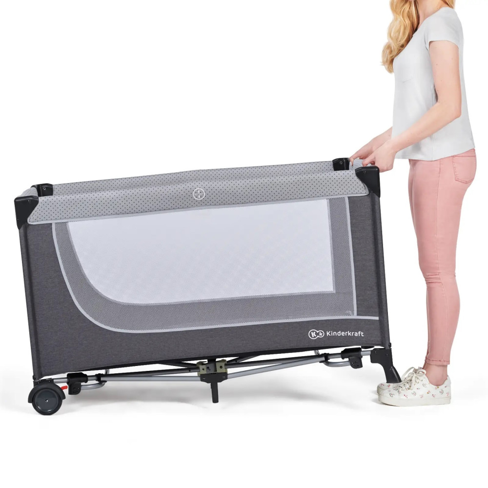 Кровать-манеж Kinderkraft Leody Grey (KCLEOD00GRY0000)