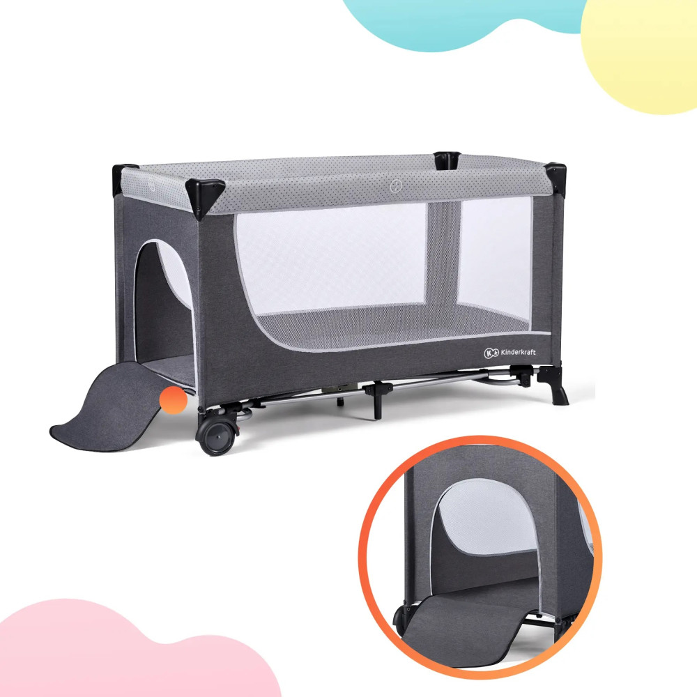Кровать-манеж Kinderkraft Leody Grey (KCLEOD00GRY0000)