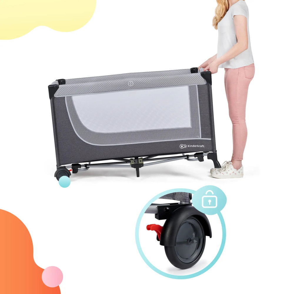 Кровать-манеж Kinderkraft Leody Grey (KCLEOD00GRY0000)