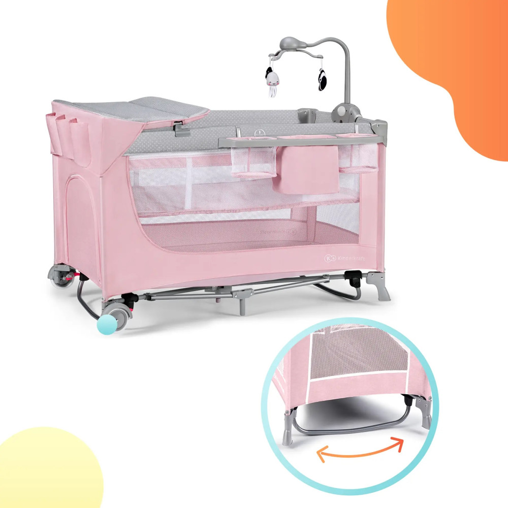 Кровать-манеж с пеленатором Kinderkraft Leody Pink (KCLEOD00PNK00AC)