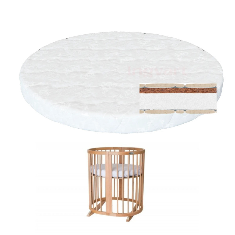Матрас на люльку IngVart Smart Bed Round 60х72/72x72 см, кокос-поролон