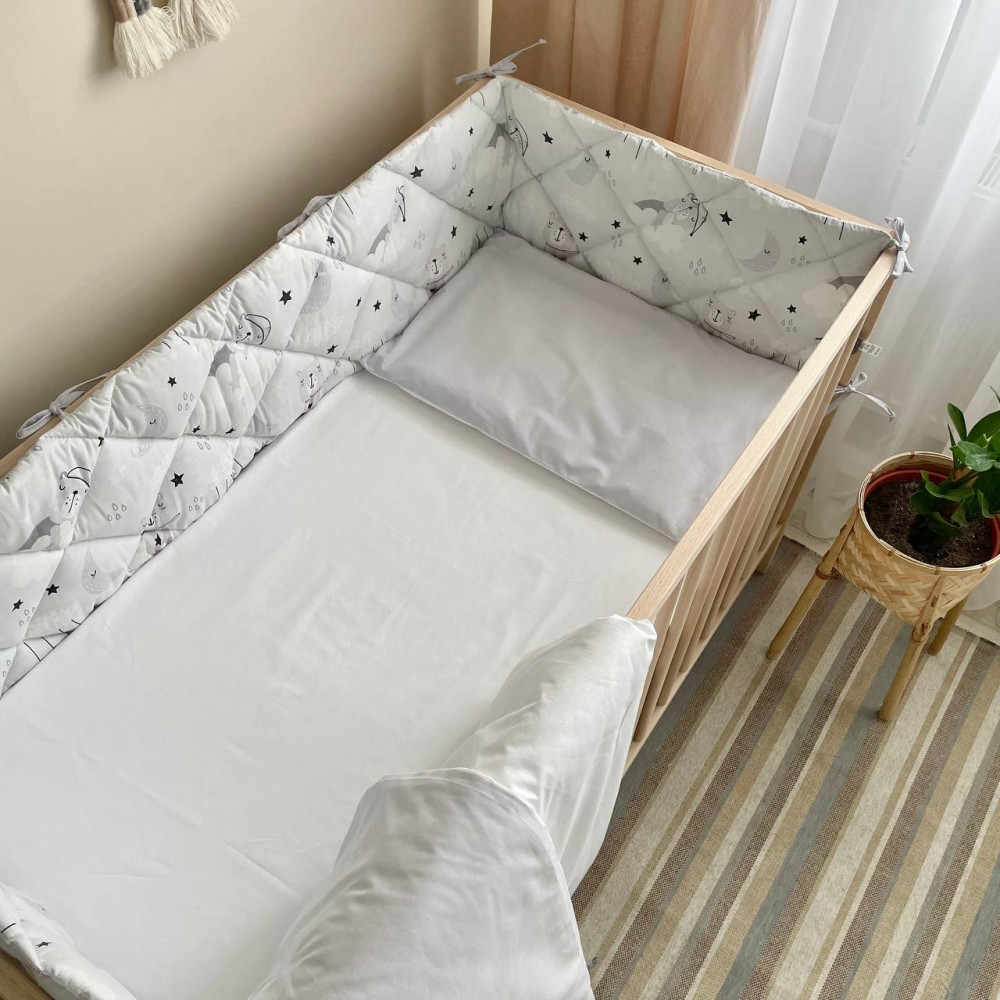 Постельный комплект Маленькая Соня Baby Dream Коты в облаках серые 6 предметов (0203419)
