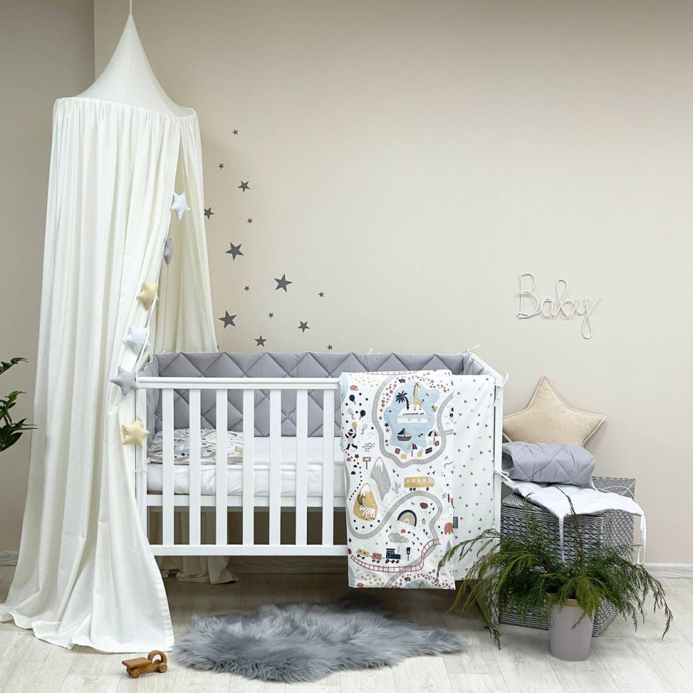 Постельный комплект Маленькая Соня Baby Mix Железная дорога терракот 6 предметов (0291175)