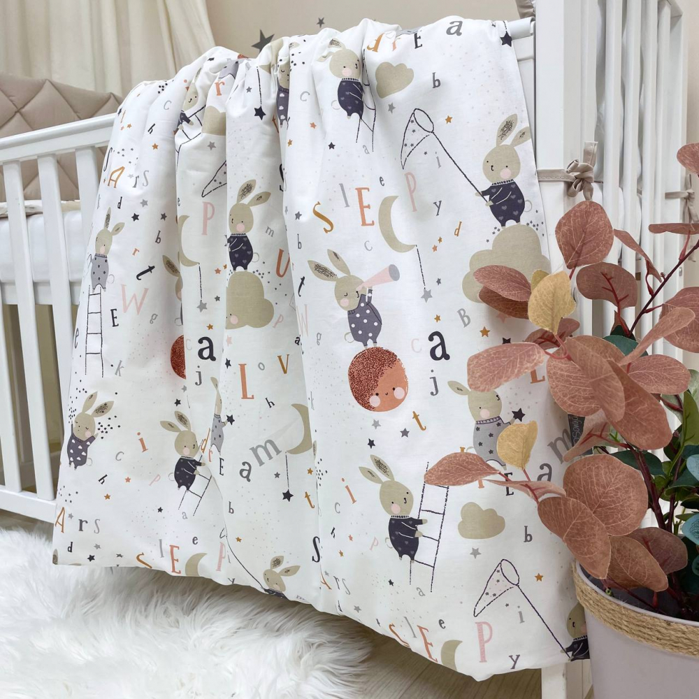 Постельный комплект Маленькая Соня Baby Mix Зайцы на лесенке бежевый, 6 предметов (029189)