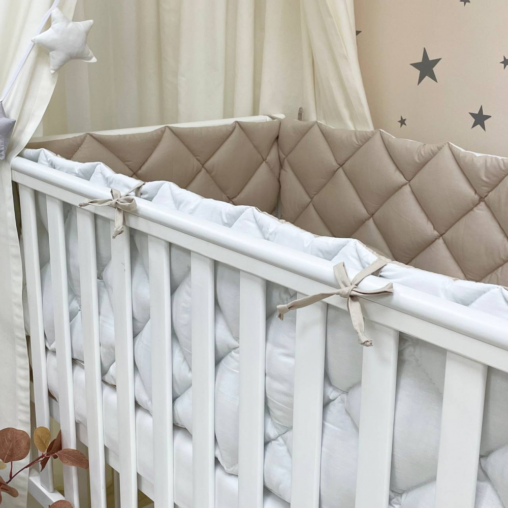 Постельный комплект Маленькая Соня Baby Mix Зайцы на лесенке бежевый, 6 предметов (029189)