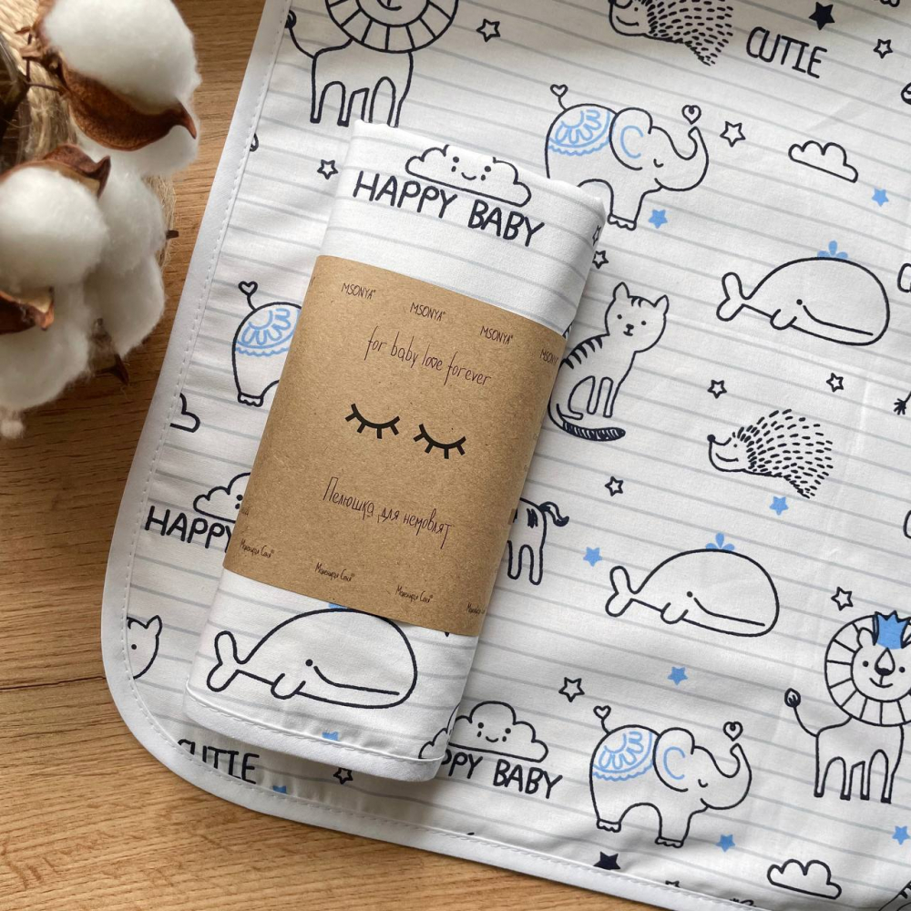 Непромокаемая пеленка Маленькая Соня 50*80 Animals голубая (115680)