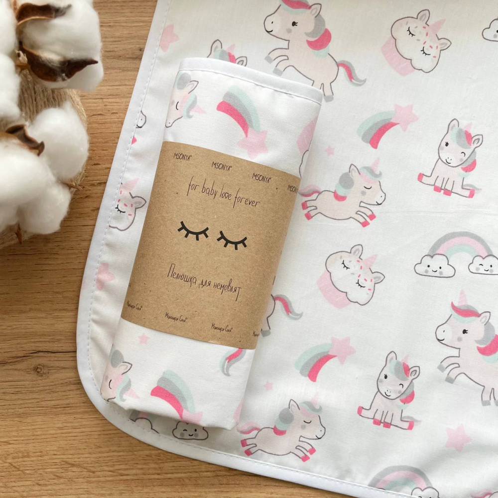 Непромокаемая пеленка Маленькая Соня 50*80 Единорог с радугой (115181)