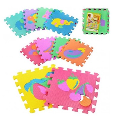 Детский коврик-пазл Мозаика фрукты и животные (M 0376)