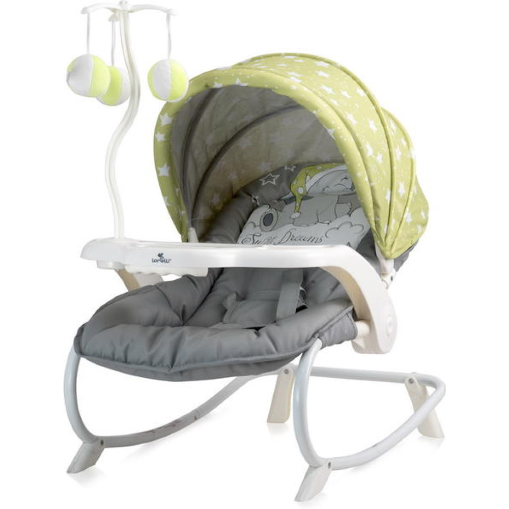 Детский шезлонг-качалка Bertoni Dream Time green-grey elephant