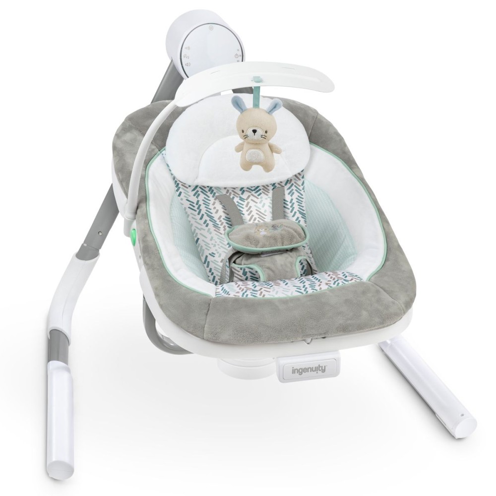 Ingenuity AnyWay - кресло-качалка с режимом вибрации и звуковыми эффектами для детей от рождения и до 9 кг • Sway-Spruce (12058)