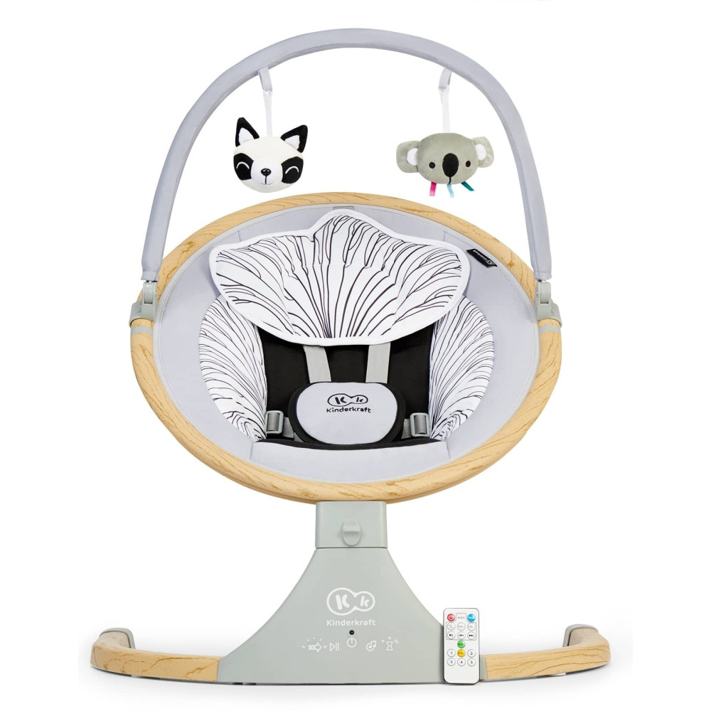 Kinderkraft Lumi - электрическое кресло-качалка с Bluetooth и возможностью управления с телефона • Wooden (KBLUMI00GRY0000)